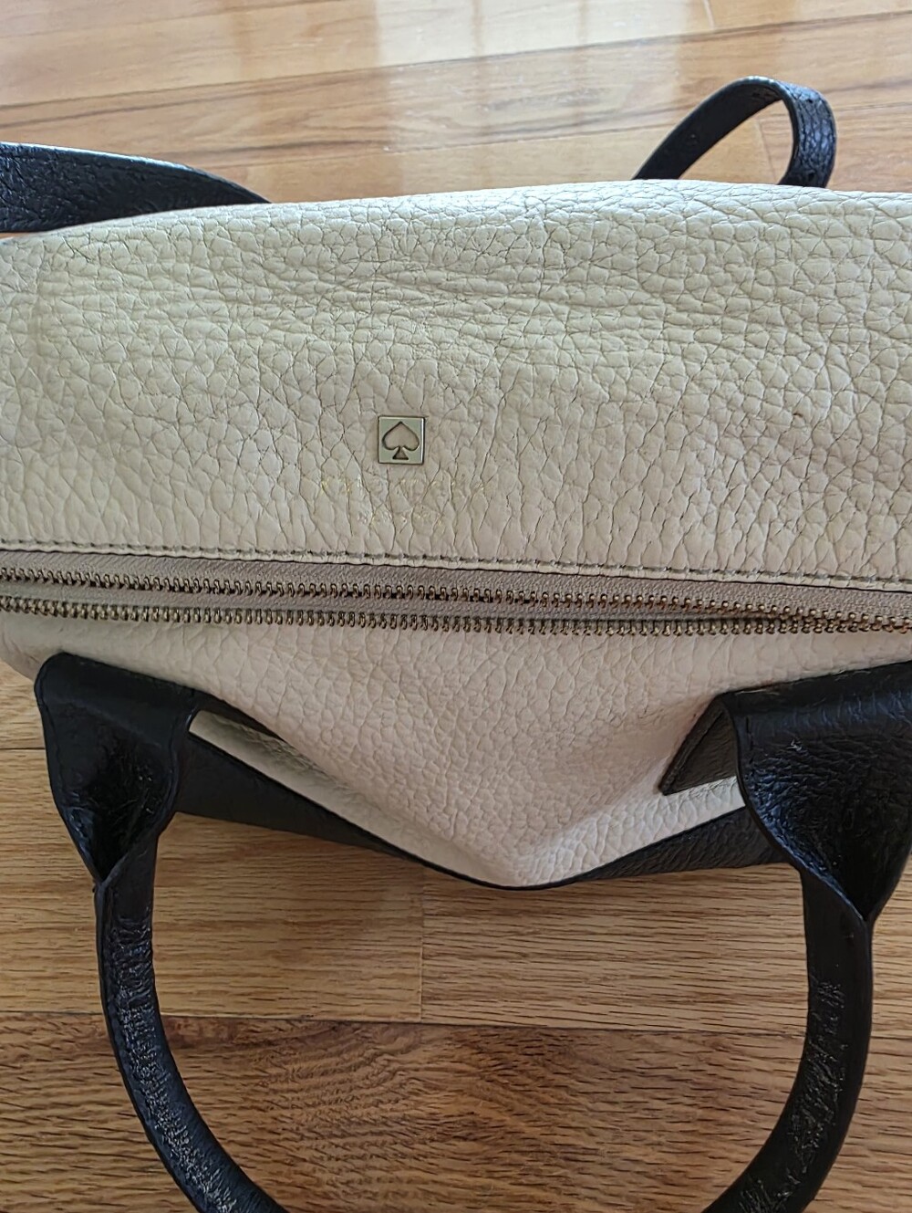 kate spade Two-Tone Cream and Black Leather Satchel - Picture 3 of 5